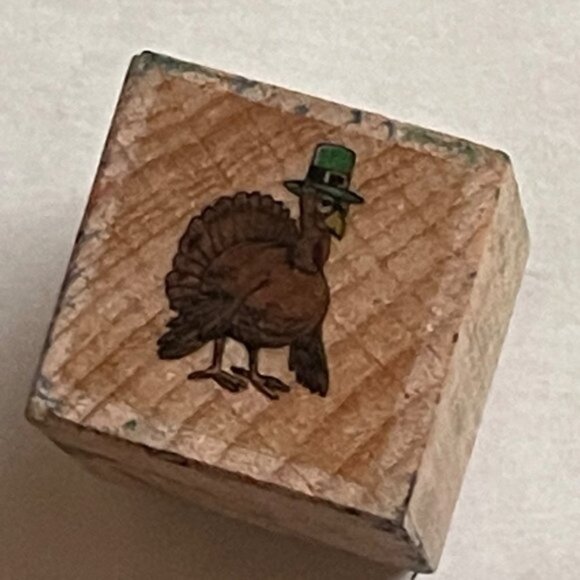 Fall Wooden Rubber Stamp Give Thanks Maple Leaf Turkey Bounty Harvent Chick 3/4 - Picture 2 of 7